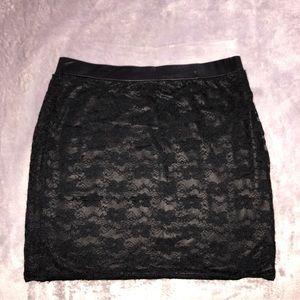 Black floral mini skirt